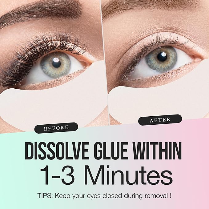 LASHVIEW Eyelash Extension Remover Cream Gentle Lily Formula, Lash Removal Kit with Eye Patches & Cotton Swabs(10g)