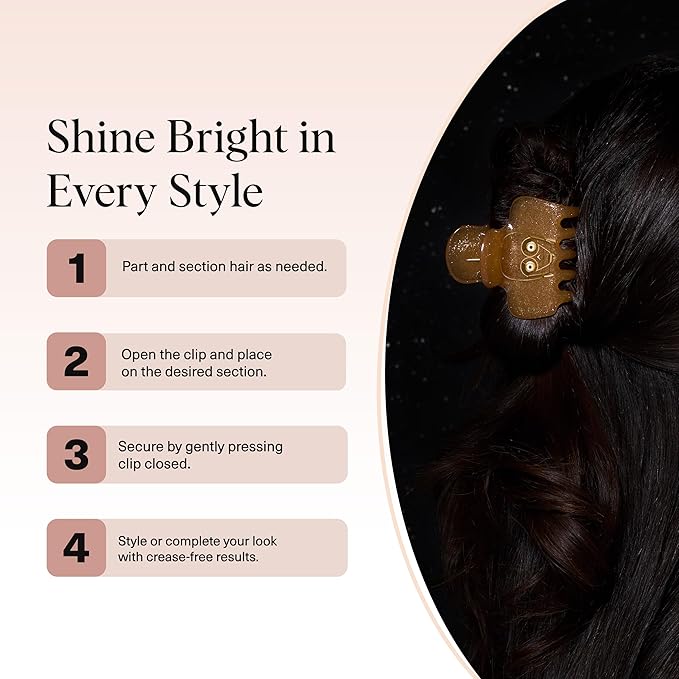 Kitsch x Star Wars C-3PO Glitter Medium Hair Clip for Women – Golden Droid Galaxy-Inspired Claw Clip | Recycled Plastic, Strong Secure Grip, | Ideal Gifts for Women, Hair Accessories for Girls