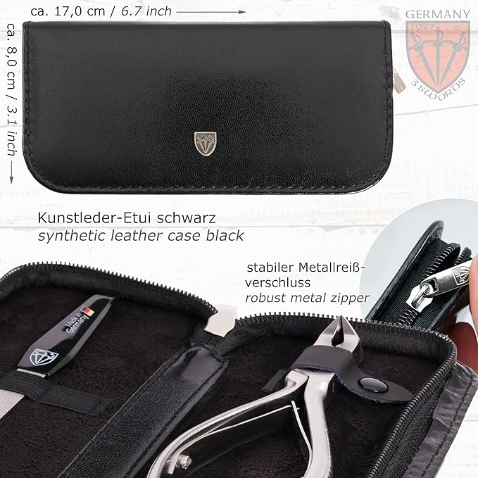 3 Swords Germany - Brand Quality Professional Toe Nail Nipper Clipper Set Stainless Steel Wave Nipper, Head Cutter, Nail File with case for ingrown Toe Nails, Manicure Pedicure by 3 Swords (196)