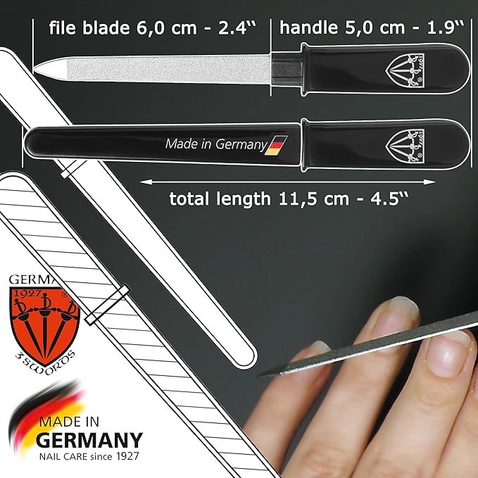 3 Swords Germany - Brand Quality Double Sided (fine & coarse) Sapphire Metal Pocket Nail File (1 Piece), Made in Solingen Germany