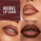 Maroon Lip Liner – Creamy, High-Pigment Matte Color, Retractable - Long-Lasting & Non-Drying Makeup Lip Liner with Smooth Application for Defined Lips - No Feathering or Fading (Rebel)