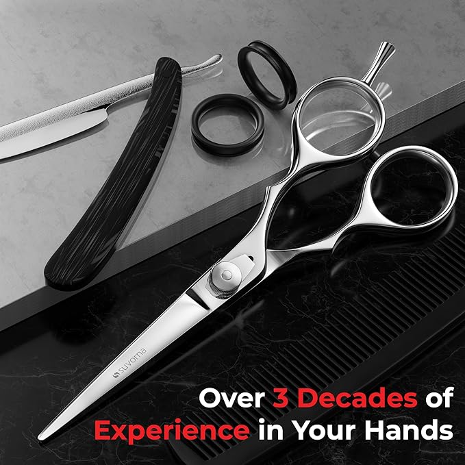 Suvorna Hair Scissors Professional - Barber Shears for Hair Cutting - Extremely Sharp Razor Edge Hair Cutting Scissors to Cut Hair - 6.5" Japanese Stainless Steel Hair Shears for Women and Men