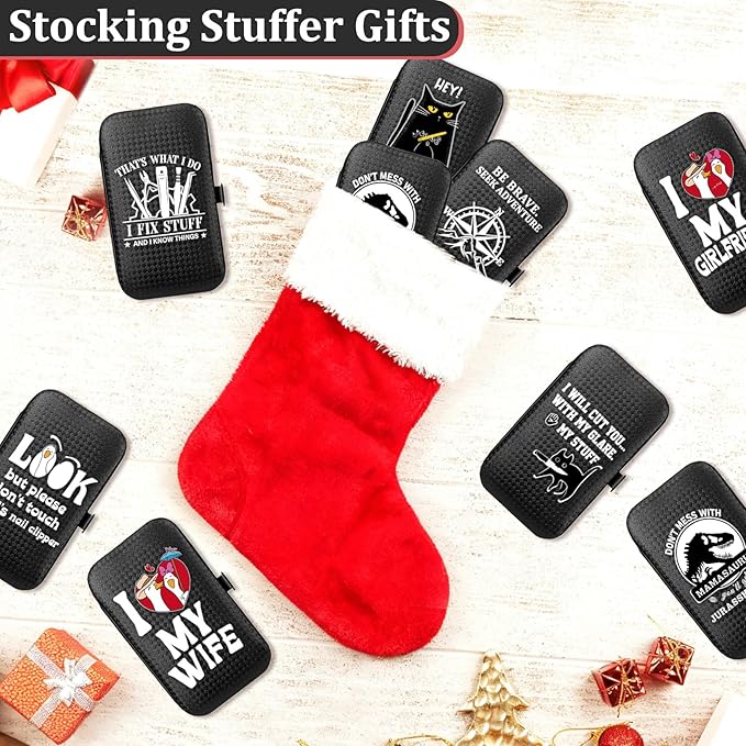 COSHAYSOO Christmas Stocking Stuffers Small Useful Funny Gifts for Boyfriend from Girlfriend, 7 Pcs Travel Manicure Set with Black Case Nail Clipper Grooming Fingernail Care Kit I Love My Girlfriend
