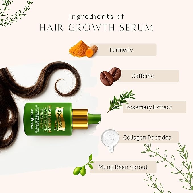 Hair Growth Serum – Advanced Biotin with Caffeine, Peptides, Botanical Extract for Thicker, Fuller, Longer Hair, Reduces Hair Thinning, Hair Regrowth Tonic, Hair Loss Treatment for Men & Women, 30ml