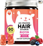 Biotin Gummies for Hair, Skin & Nails. 5,000 mcg High Potency Vegan Vitamins for Faster Hair Growth, Stronger Nails & Healthy Skin. with Vitamins C & E, 90 Gummies