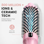 zavarea Thermal Brush, 1.5 Inch Heated Round Brush Stylers, 800M Negative Ions Ceramic for Less Frizz Damage, 4 Temperature Set, Dual Voltage for Travel, Easy Use Boosts Shine, Youthful Pink