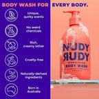 Nudy Rudy Berrylicious 2 Pack, Liquid Body Wash Bundle with Bonus Soap Bar, Aloe Vera and Vitamin E, Moisturizing Shower Gel, Body Wash and Bar Soap for Men and Women 16.9 fl oz and 4.2 oz