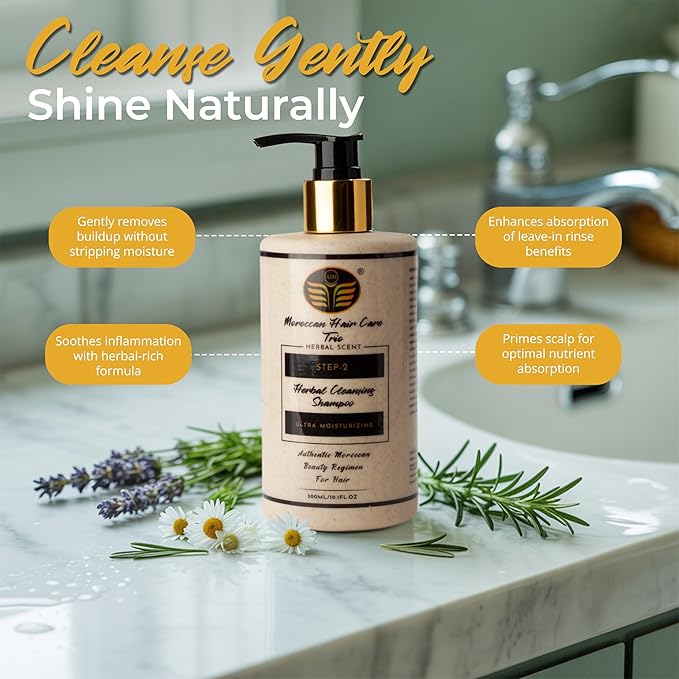 Dry Scalp Treatment for Women – 3-Step Scalp & Follicle Care System – Argan Oil Blend Hair Treatment, Herbal Cleansing Shampoo & Nutrient Rich Rinse – Soothes Itch, Reduces Flakes, Sulfate-Free