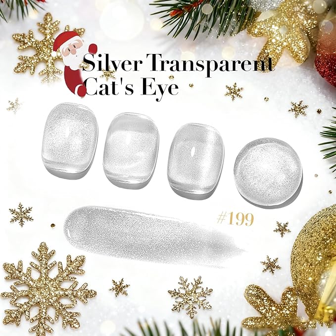 AZUREBEAUTY Cat Eye Nail Polish Fast Drying Silvery Glitter Top Coat Nail Polish Moonlight Natural Glassy Shine Salon Quality for Women Girl Gifts