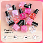 12 PCS Pink Nail Polish Set With 10 Colour Combo, 2 PCS Base and Top Coat, Fast Drying Long Lasting Nail Polish for Holiday Gift Giving