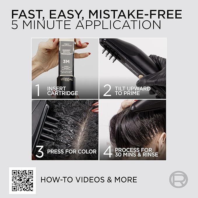 L'Oreal Paris Colorsonic Permanent Hair Dye Coloring Device for Root Touch Up, All Over Color, and Gray Coverage, Mistake-Free Application (Hair Color Cartridge Sold Separately)