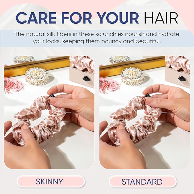 Blissy Silk Scrunchies (3 Pack) - 100% Pure Mulberry Silk - 22 Momme 6A High-Grade Fibers Scrunchie for Straight & Curly Hair (Nicole Miller - Mauve Cheetah, Regular)