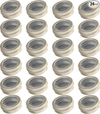 24 Pack 2 Ounce Screw Top Aluminum Tin Jar with Screw Clear Lid and Blank Labels, Refillable 60ml Metal Containers for Lip Balms, Candles, Salves, Spices, Crafts (Champagne)