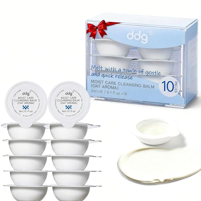 ddg Travel Size Cleansing Balm–Travel-Friendly Makeup Remover for Waterproof Makeup,Sensitive Skin,Vegan Hydrating Formula,Individually Wrapped,10 packs,Holiday Gift