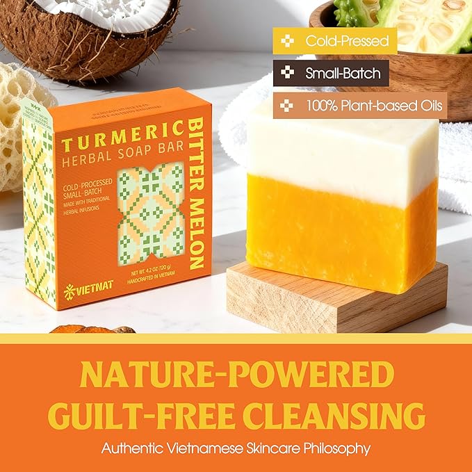 Turmeric, Tea Tree & Ginger Soap Bar (Pack of 3) – 2-in-1 Cleansing & Refreshing, Cold Process Handmade Bar with Essential Oils, Gentle Body Soap for Daily Use