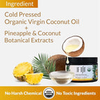 Organic Fiji Raw Cold Pressed Coconut Oil for Hair, Skin, Face & Body | Relaxing Massage Oil | Pineapple Coconut,12 oz for Women Men & Baby