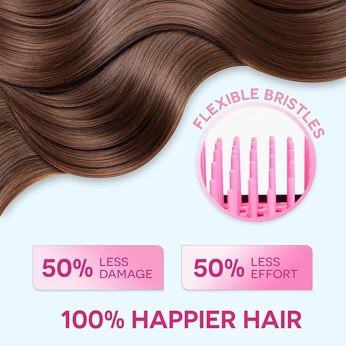 Bautero Brush Detangler Brush for Wet & Dry Hair, Pain-Free Brushing on All Hair Types, Knot Removal, Vented Hair Brush, Sakura Blossom