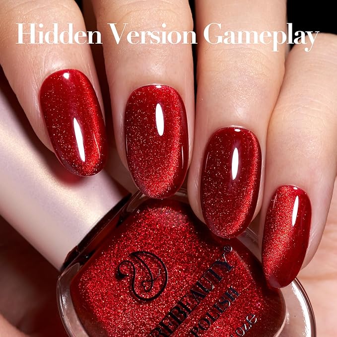 AZUREBEAUTY Red Burgundy Glitter Nail Polish, Quick Dry Ruby Christmas Natural Shine Nail Lacquer Salon-Quality for Women Girl Gifts