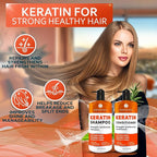 Keratin Shampoo and Conditioner Set - Sulfate Free and Paraben Free - Salon Thickening Treatment for Dry, Damaged, Curly, Frizzy, Straight or Color Treated Hair - Anti Frizz Formula for Women and Men