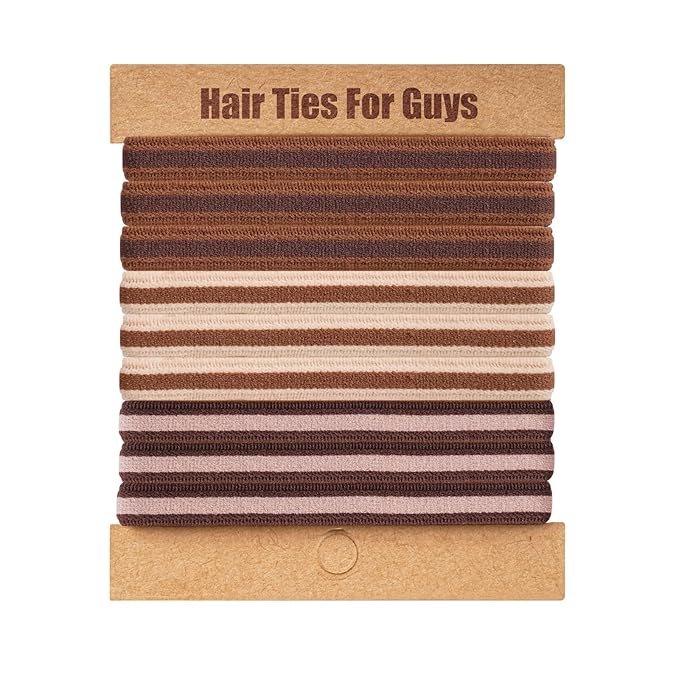 EasYoung Braided Mens Hair Ties For Men, For Buns Curly Thick Dense Hair Elastic Hair Ties For Guys, No damage No Crease Breakage, 9 Count (Pack of 1)