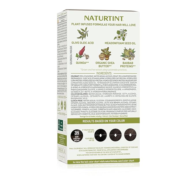 Naturtint 3N Dark Chestnut Brown Permanent Hair Color (Pack of 1), Ammonia Free, Vegan, Cruelty Free, up to 100% Gray Coverage, Long Lasting Results (Packaging may vary)
