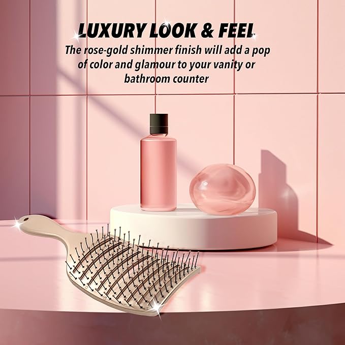 Earth & I Rosegold Hair Brushes for Women, Pink Hairbrush, Rose Gold Women Hair Brush, Kids Hairbrush, Brushes and Combs, Detangling and Styling (Vented)