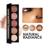 Highlighter Powder Palette, Makeup Palette Facial Bronzers Illuminator Palette Highlighter Baked Waterproof Long Lasting Brilliant Lighten Skin Color (5 Color, 1 Count (Pack of 1))