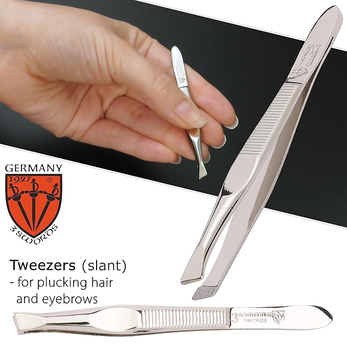 3 Swords Germany - brand quality 3 piece manicure pedicure grooming kit set for professional finger & toe nail care scissors file genuine leather case in gift box, Made in Solingen Germany (03744 )