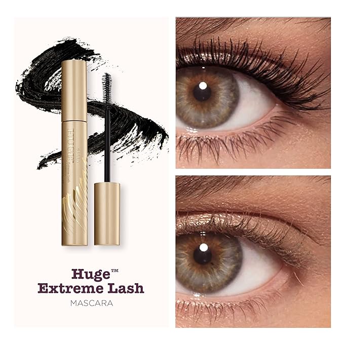 stila HUGE Extreme Lash Mascara, Intense Black | Volume, Full Length, Curl, Lift, No Clump, Crunch or Smudge | Lightweight, Long-Lasting Buildable Eye Makeup Formula | 0.44 Fl. Oz.