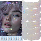 12 pcs Holographic Multichrome Glitter Freckles Face Tattoo, Waterproof Sparkle Face Glitter Speckles Patches for Women, Cute Star Glitter Temporary Tattoo Makeup Accessories for Festival Rave