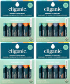 Cliganic Organic Lip Balm Set (4 Packs of 6 Tubes), 100% Natural Moisturizer for Cracked & Dry Lips