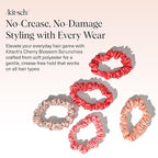 Kitsch Satin Scrunchies for Women - No Crease Hair Ties for Girls | Scrunchies For All Hair Types and Textures, Perfect for Day or Night | Ideal Gifts for Women - Assorted Cherry Blossom, 5pcs