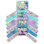 LUV HER Disney Lilo & Stitch Printed Long Tail Hair Bow Set for Girls - Printed Bows with Alligator Clips - Cute Hair Accessories for Kids Ages 3+
