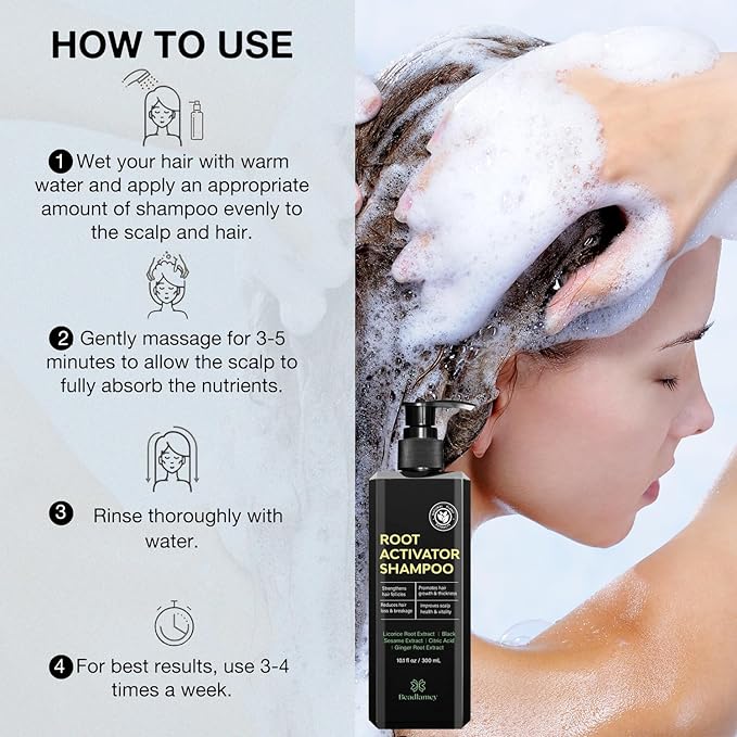 Root Activator Shampoo for Men: Hair Growth Shampoo for Hair Loss and Thinning Hair - 10.1 fl oz / 300 mL