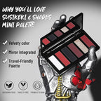 Red Eyeshadow Palette with Mirror Sliver Red Black Tones Matte Shimmer 6 Colors Mini Eye Shadow Pallet Travel Size Highly Pigmented for Joker Vampire Clown Goth Halloween Christmas Makeup