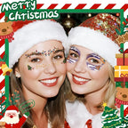 Christmas Eye Shadow Temporary Tattoos Stickers Face Makeup Patches, Xmas Tree Santa Claus Eyeliner Decals Fake Tattoos for Women Girls, Christmas Stocking Stuffers Party Supplies