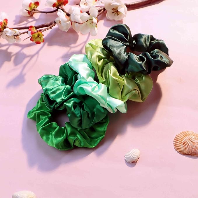 YANRONG Women's Hair Accessories Set: 755PCS Seamless Ponytail Holders, Variety Scrunchies, Bands and Ties for Thick and Curly Hair (Green)