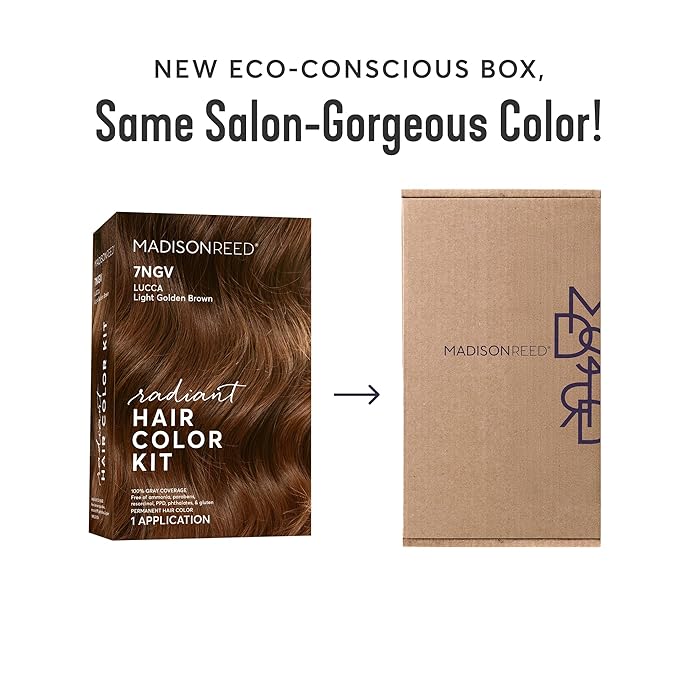 Madison Reed Radiant Hair Color Kit - 7NGV Light Golden Brown (Lucca Brown), Dimensional Gray Hair Blending Permanent Hair Dye, PPD-Free & Ammonia-Free, 1 Pack