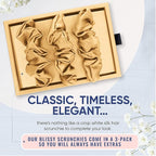 Blissy Silk Scrunchies (3 Pack) - 100% Pure Mulberry Silk - 22 Momme 6A High-Grade Fibers Scrunchie for Straight & Curly Hair - Preventing Breakage, Tangling, & Creasing (Gold Skinny)
