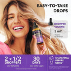 Liquid Biotin & Collagen 60,000 mcg - Vitamins for Hair Growth Support - Extra Strength Drops for Women & Men - Liquid Collagen Supplement - Strong Nails & Healthy Skin - Made in USA - 2 Fl Oz