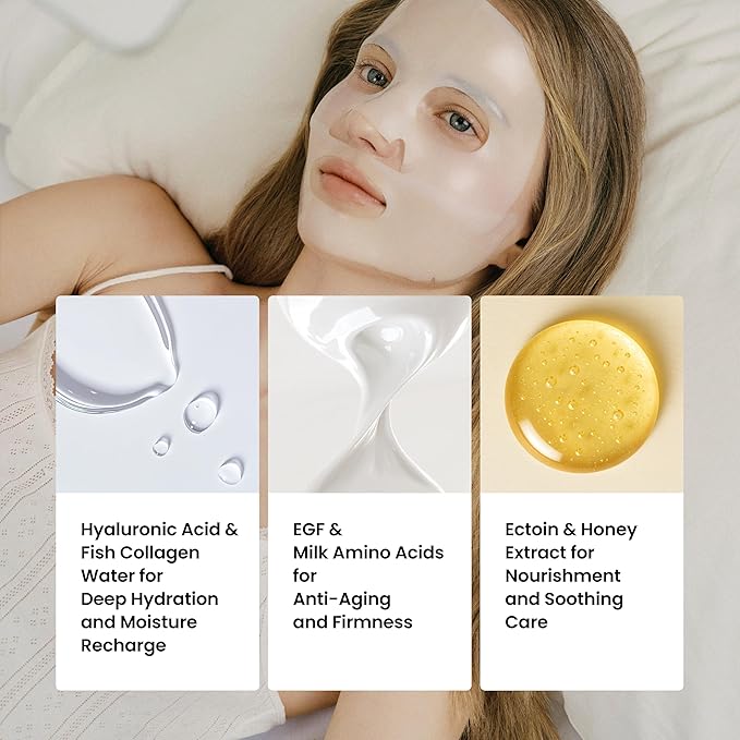 PO:DL All-In-One Hyaluronic Hydrogel Mask(4ea) | Collagen Face Mask for Glass Glow Skin | Deep Hydration & Radiance Boosting | Improves Skin Elasticity & Firmness | Korean Face Mask Skincare
