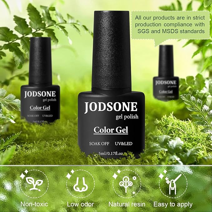 JODSONE 60 PCS Gel Nail Polish Kit with U V Light 55 Colors Gel Polish Base Top Coat Manicure Gifts