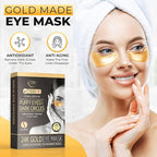 24k Gold Eye Mask - Under Eye Patches for Dark Circles, Puffiness, and Wrinkles - 20 Gold Eye Patches for Puffy Eyes with Collagen and Amino Acids for Intense Hydration and Firming