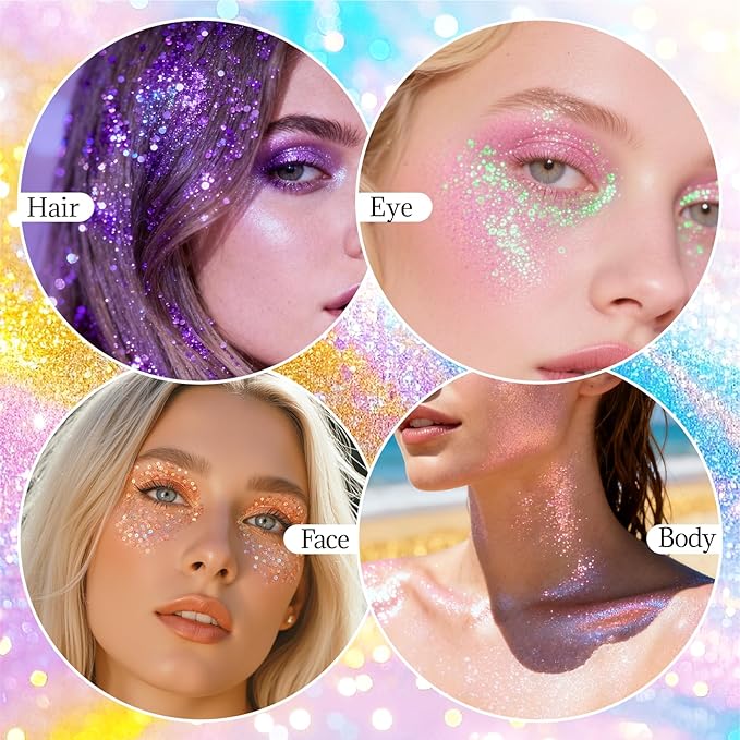 DAGEDA Light Pink Body Glitter Stick,Sparkly Face Glitter Makeup,Holographic Hair Glitters Mermaid Makeup Rave Outfits for Women, Shimmer Face Paint Stick Singer Concert Accessories