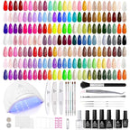 Beetles Gel Nail Polish Kit with U V Light, 100 Colors Gel Polish 133 Pcs Nail Stuff Kit for All Seasons with Base and Matte&Glossy Top Coat Infinite Inspirations Soak Off Gifts for Women Girls Teen