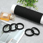 Hair Ties Black 100Count Extra Thick 5CM, Bulk Elastic Hair Bands for Thick Heavy Hair, Seamless Hair Accessories for Girls Women, Ponytail Holder (Black)