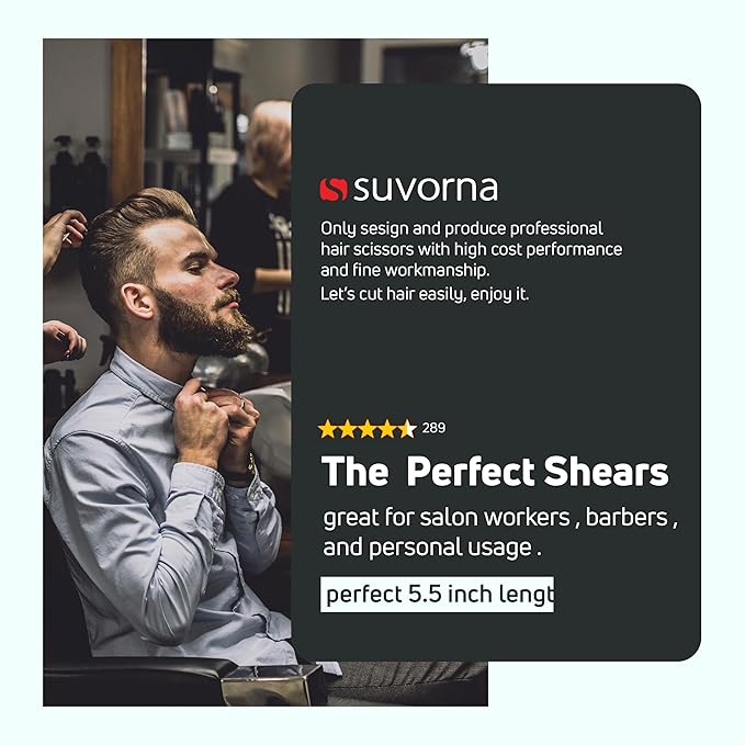 Suvorna 5.5" Multicolor Hair Cutting Scissors for Professionals, Barbers - Hair Shears for Cutting, Trimming, Grooming - Sharp Hair Scissors Professional - Right Hand Barber Scissors for Men and Women
