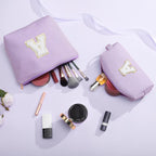 YOOLIFE Personalized Monogram Makeup Bag Birthday Gifts for Kids Girls Cosmetic Bag Travel Toiletry Bag | Christmas Gifts for Teenage Girls Stocking Stuffers for Teen Girl Daughter Gifts Purple A