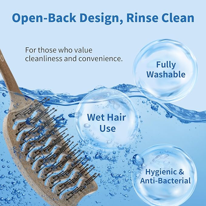 Hair Brush Professional for Women Men Paddle Detangling Brush for Wet Dry Curly Thick Straight Hair Shaping Defining Curls wood square