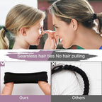 100PCS Black Hair Ties for Women, Seamless Cotton Hair Bands, No Crease No Damage Hair Tie for Thick Thin Hair, Soft Ponytail Holders Hair Accessories for Girls, Chirstmas Gifts